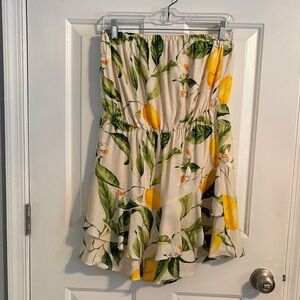 Express Strapless Lemon-Print Romper - White & Yellow